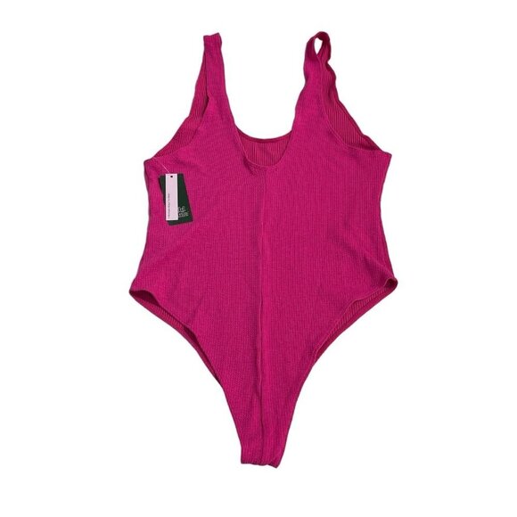 Wild Fable Womens XL Textured Knit Convertible Tank Bodysuit Vibrant‎ Pink - Picture 2 of 5